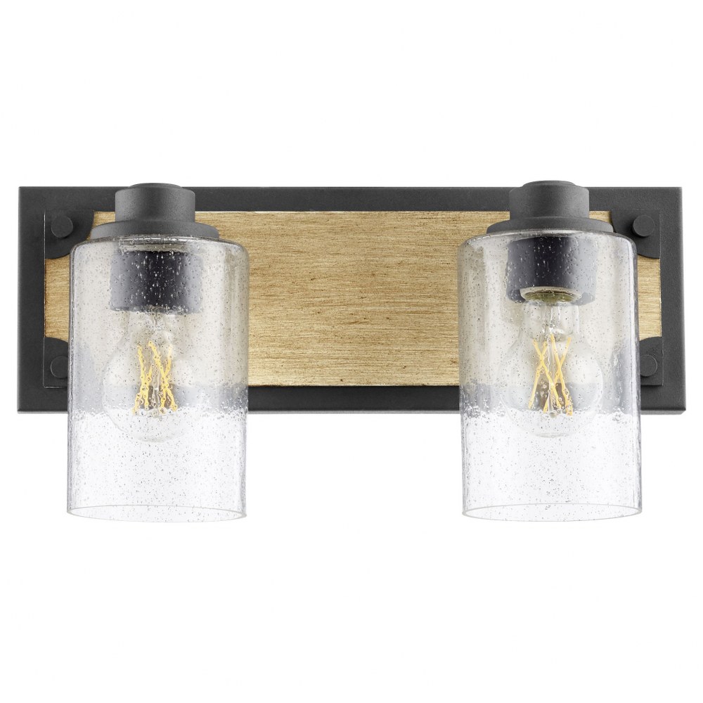 Quorum Lighting-5143-2-69-Corner Bracket - 2 Light Bath Vanity   Noir/Driftwood Finish with Clear seeded Glass