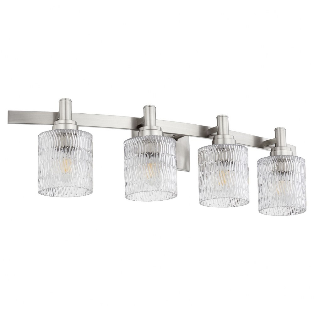 Quorum Lighting-5184-4-65-Stadium - 4 Light Bath Vanity Satin Nickel  Satin Nickel Finish with Clear Chiseled Glass