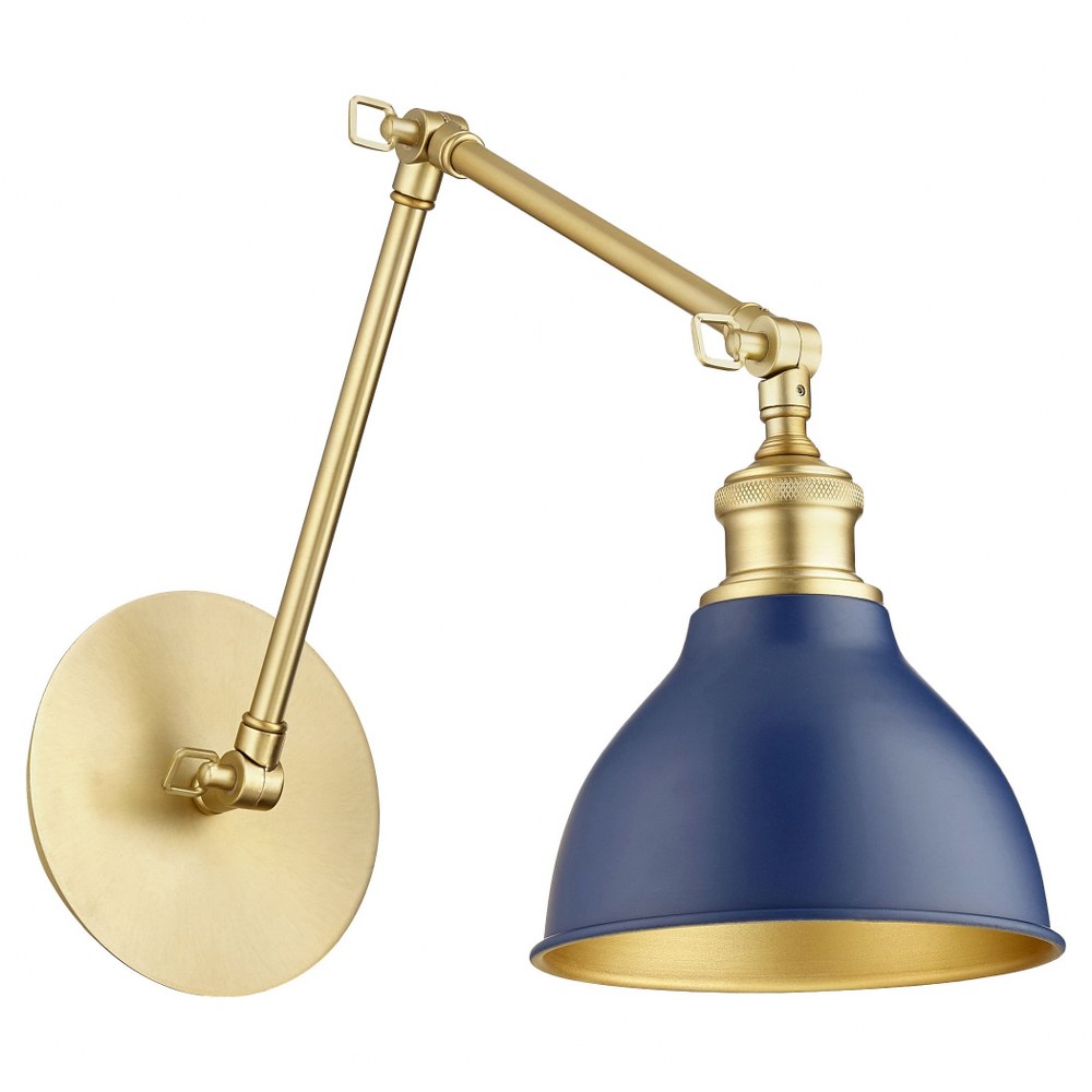 Quorum Lighting-5392-3280-1 Light Wall Mount Aged Brass/Blue  Aged Brass/Studio White Finish