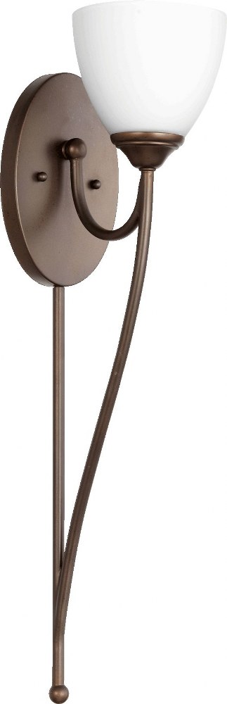 Quorum Lighting-5450-1-86-Brooks - 1 Light Wall Mount in Quorum Home Collection style - 5.5 inches wide by 25 inches high   Oiled Bronze Finish with Satin Opal Glass