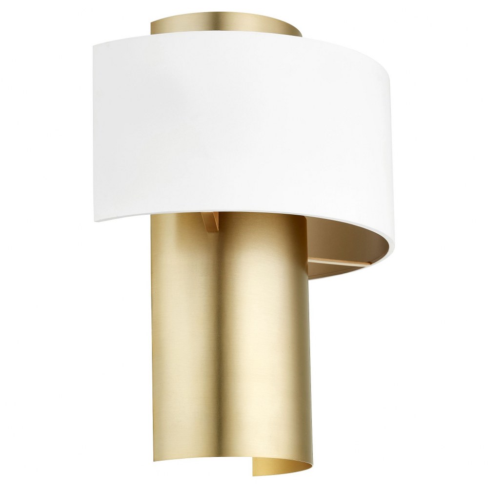 Quorum Lighting-5611-0880-Half Cylinder - 1 Light Wall Sconce   Studio White/Aged Brass Finish