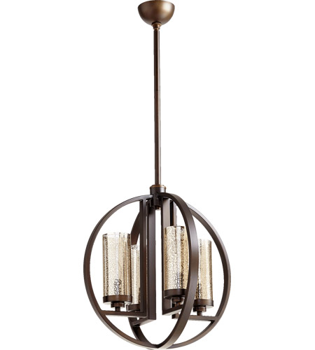 Quorum Lighting-603-4-86-Julian - 4 Light Chandelier in Transitional style - 19 inches wide by 20.25 inches high   Oiled Bronze Finish with Mercury Glass