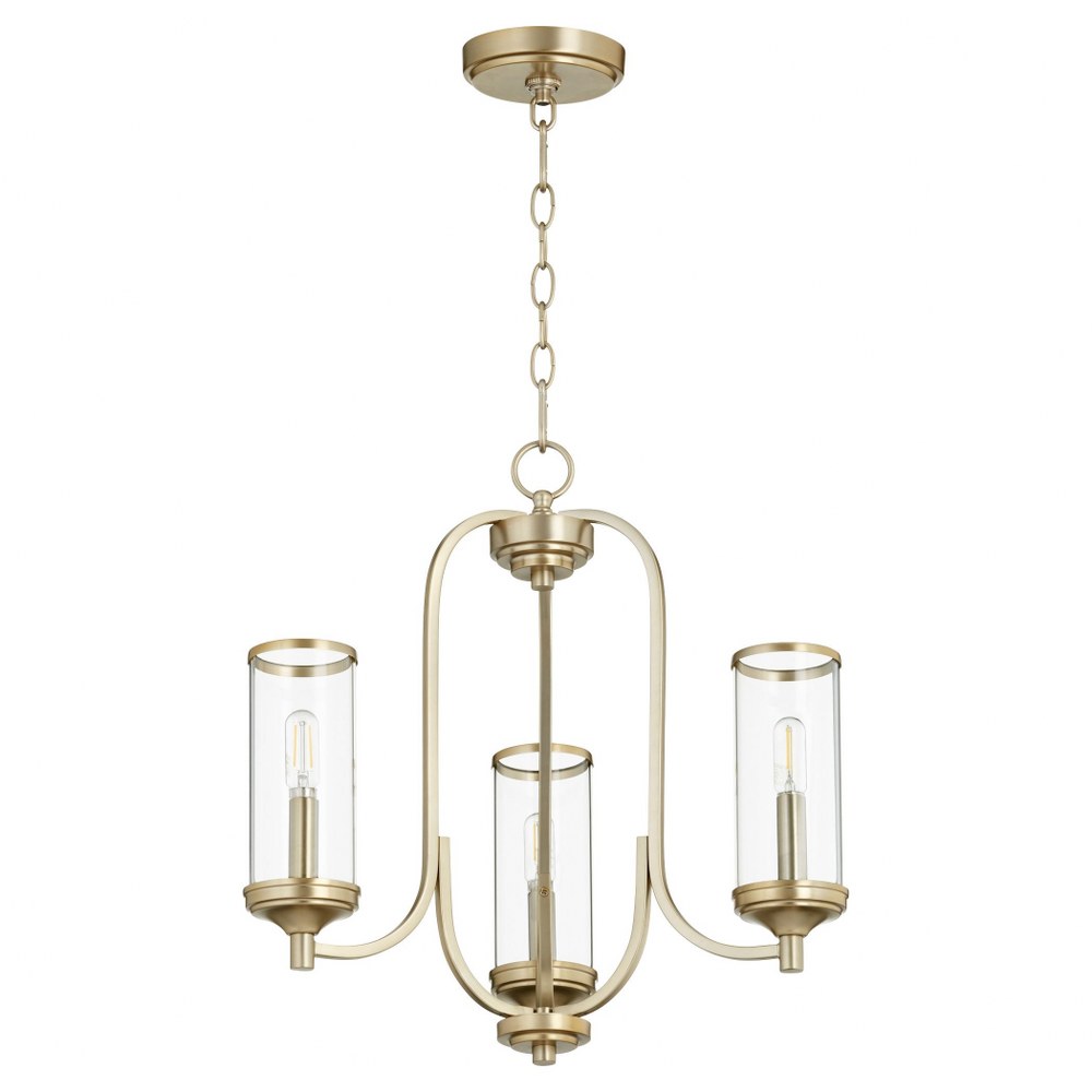 Quorum Lighting-6044-3-80-Collins - 3 Light Chandelier in style - 19 inches wide by 19.25 inches high   Aged Brass Finish