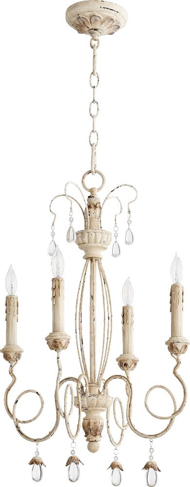 Quorum Lighting-6044-4-70-Collins - 4 Light Chandelier in style - 22 inches wide by 21.25 inches high Persian White  Persian White Finish with Clear Crystal