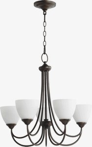 Quorum Lighting-6050-5-86-Brooks - 5 Light Chandelier in Quorum Home Collection style - 26 inches wide by 23.5 inches high   Oiled Bronze Finish with Satin Opal Glass