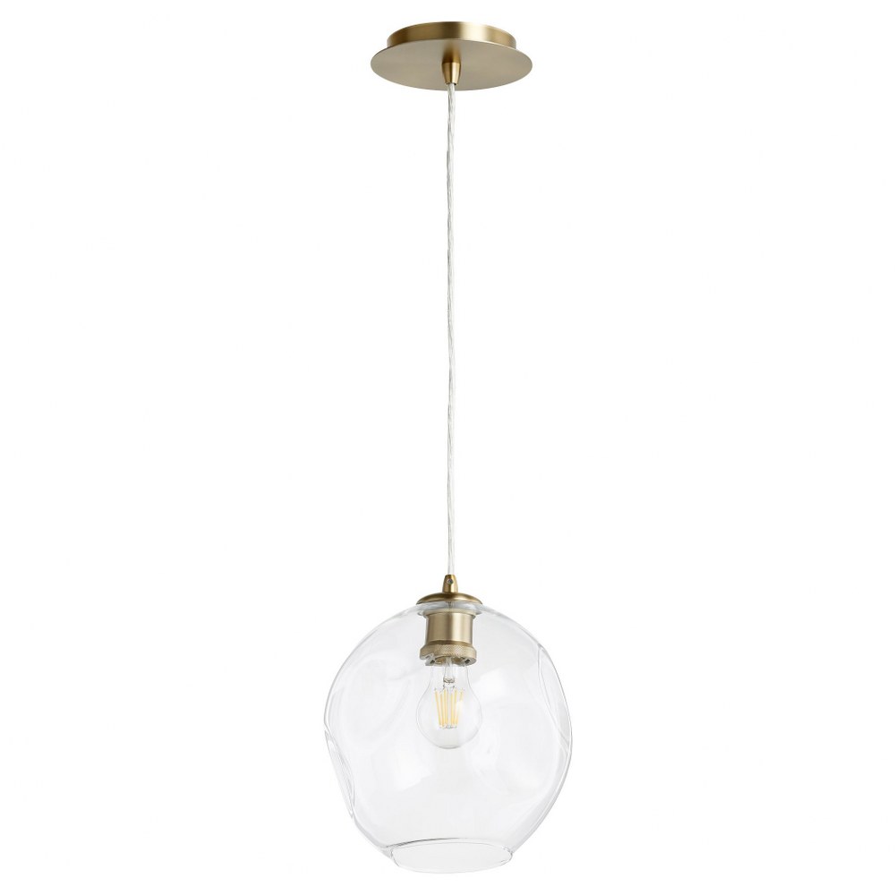 Quorum Lighting-61-80-Numen - 1 Light Pendant Aged Brass  Aged Brass Finish with Clear Glass