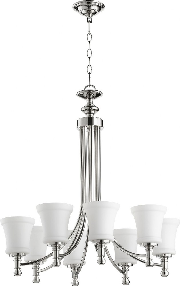Quorum Lighting-6122-8-62-Rossington - 8 Light Chandelier in Quorum Home Collection style - 27 inches wide by 29 inches high   Polished Nickel Finish with Satin Opal Glass