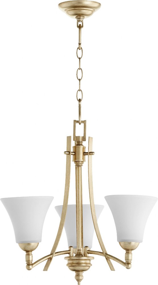 Quorum Lighting-6177-3-60-Aspen - 3 Light Chandelier in Transitional style - 20.5 inches wide by 19.25 inches high   Aged Silver Leaf Finsh with Satin Opal Glass