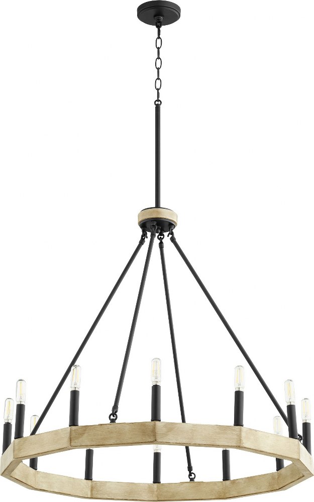 Quorum Lighting-6189-12-69-Alpine - Twelve Light Chandelier in Soft Contemporary style - 30.25 inches wide by 28.75 inches high   Noir/Driftwood Finish