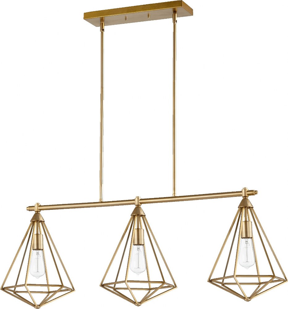 Quorum Lighting-6311-3-80-Bennett - 3 Light Island in style - 11 inches wide by 15.5 inches high Aged Brass  Aged Brass Finish