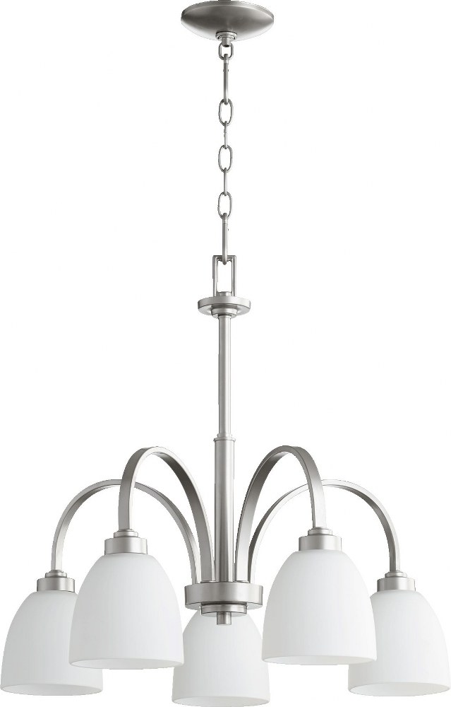 Quorum Lighting-6360-5-64-Reyes - 5 Light Nook in Quorum Home Collection style - 26 inches wide by 21.5 inches high Classic Nickel Satin Opal Classic Nickel Finish with Satin Opal Glass