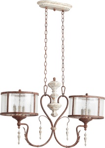 Quorum Lighting-6552-6-56-La Maison - Six Light Island   Manchester Grey/Rust Finish with Clear Seeded Glass