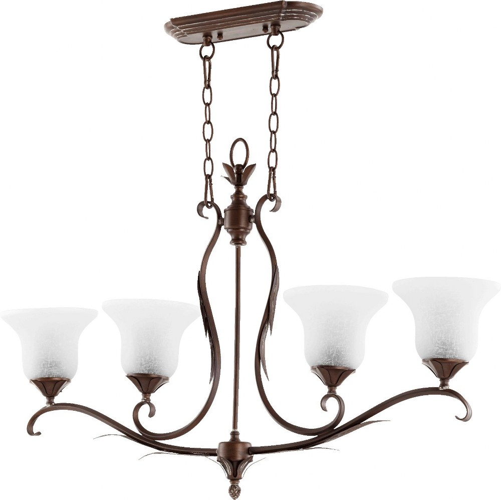 Quorum Lighting-6572-4-39-Flora - 4 Light Island in Traditional style - 7 inches wide by 24 inches high   Vintage Copper Zinc Finish with White Linen Glass