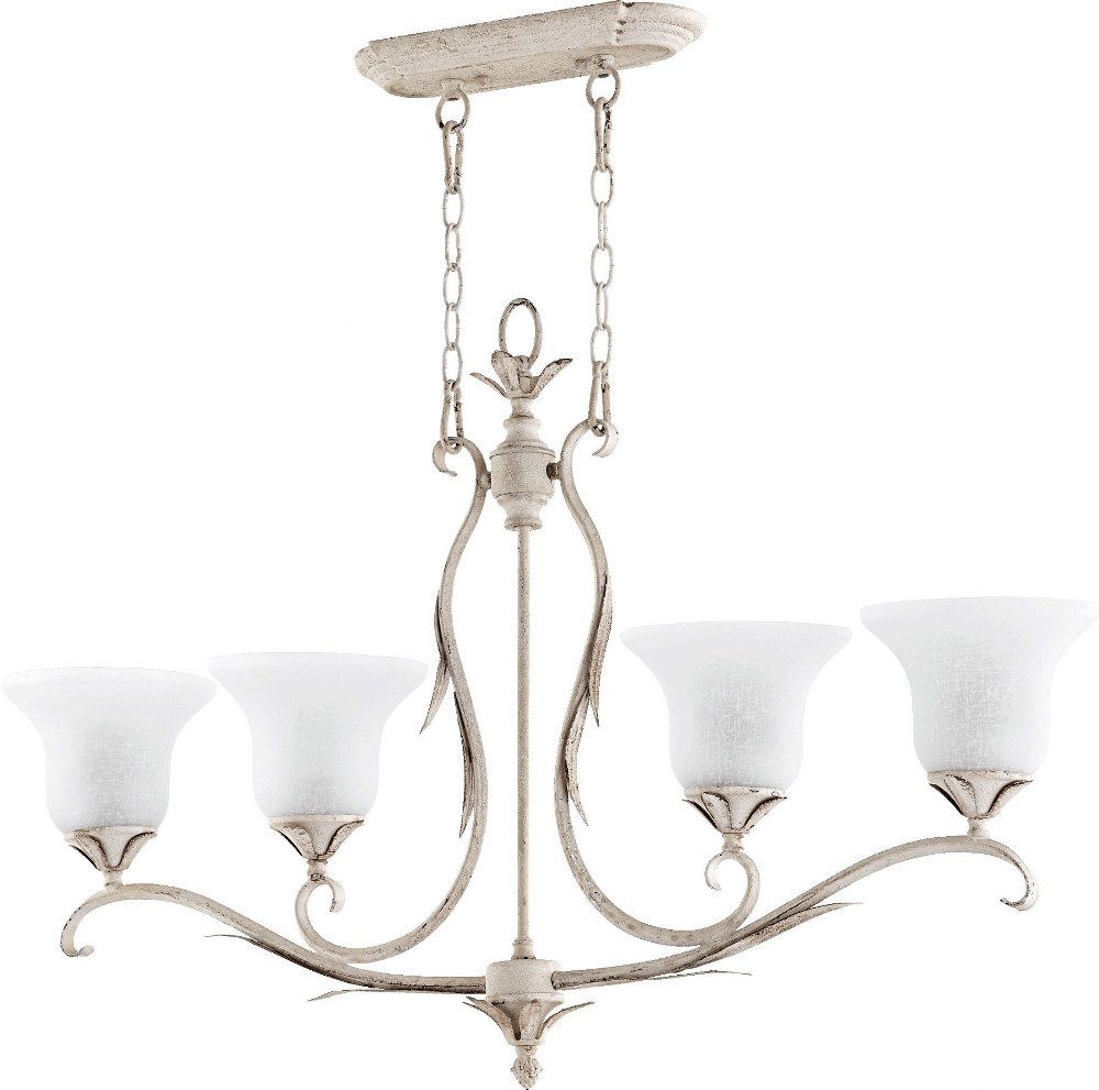 Quorum Lighting-6572-4-70-Flora - 4 Light Island in Traditional style - 7 inches wide by 24 inches high   Persian White Finish with White Linen Glass