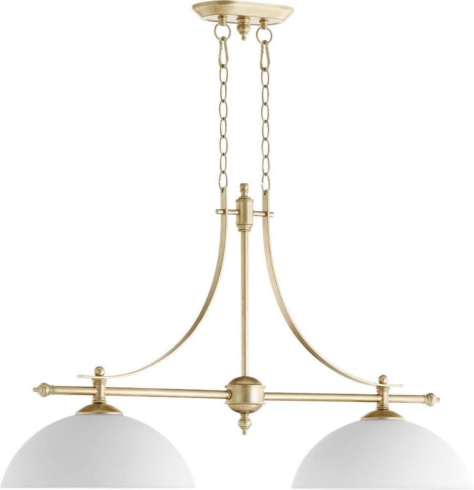 Quorum Lighting-6577-2-60-Aspen - 2 Light Island in Transitional style - 13.5 inches wide by 22.5 inches high   Aged Silver Leaf Finsh with Satin Opal Glass