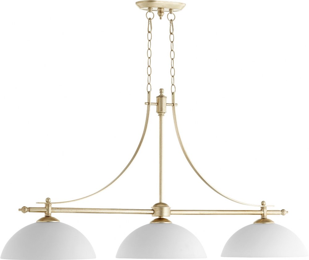 Quorum Lighting-6577-3-60-Aspen - 3 Light Island in Transitional style - 13.5 inches wide by 25 inches high   Aged Silver Leaf Finsh with Satin Opal Glass