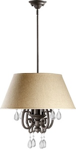 Quorum Lighting-6813-4-86-Anders - 4 Light Pendant in Traditional style - 20 inches wide by 23 inches high   Oiled Bronze Finish with Linen Shade