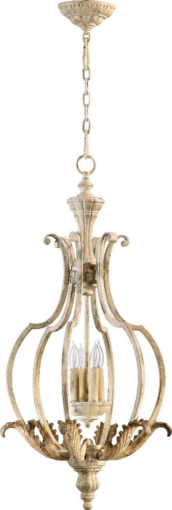 Quorum Lighting-6837-4-70-Florence - 4 Light Entry Pendant in Transitional style - 17 inches wide by 33 inches high   Persian White Finish