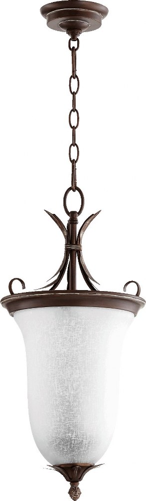 Quorum Lighting-6872-2-39-Flora - 2 Light Entry Pendant in Transitional style - 10.5 inches wide by 22.5 inches high   Vintage Copper Zinc Finish with White Linen Glass