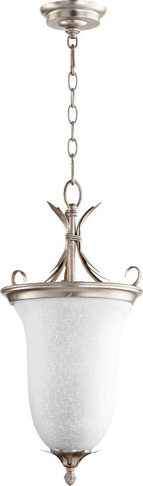 Quorum Lighting-6872-2-60-Flora - 2 Light Entry Pendant in Transitional style - 10.5 inches wide by 22.5 inches high   Aged Silver Leaf Finish with White Linen Glass