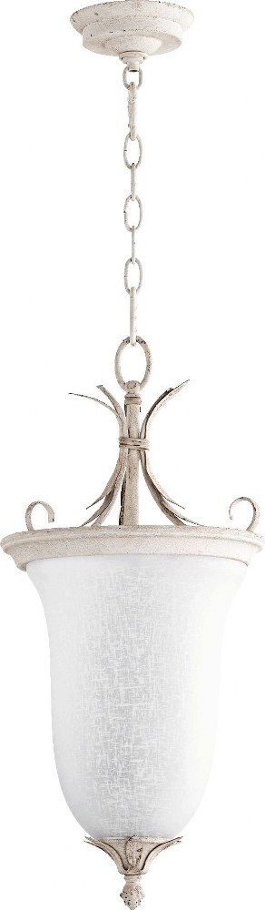 Quorum Lighting-6872-2-70-Flora - 2 Light Entry Pendant in Transitional style - 10.5 inches wide by 22.5 inches high   Persian White Finish with White Linen Glass