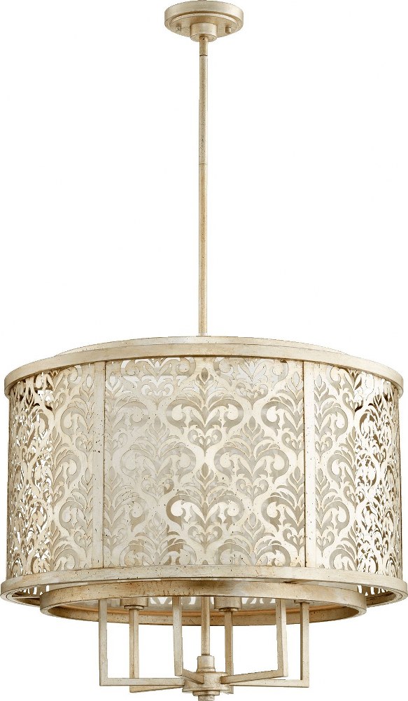Quorum Lighting-6875-6-60-Bastille - 6 Light Pendant in Transitional style - 27.5 inches wide by 23 inches high   Aged Silver Leaf Finish