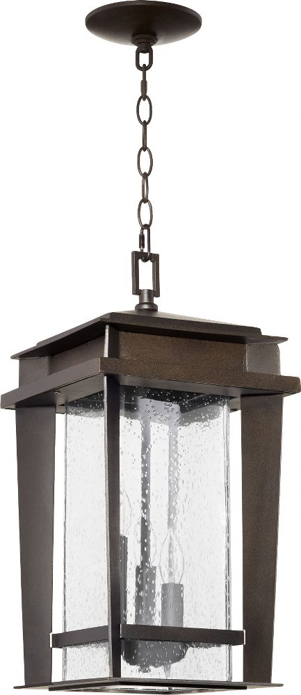 Quorum Lighting-7041-3-86-Easton - 3 Light Outdoor Hanging Lantern in Quorum Home Collection style - 9.5 inches wide by 17 inches high   Oiled Bronze Finish