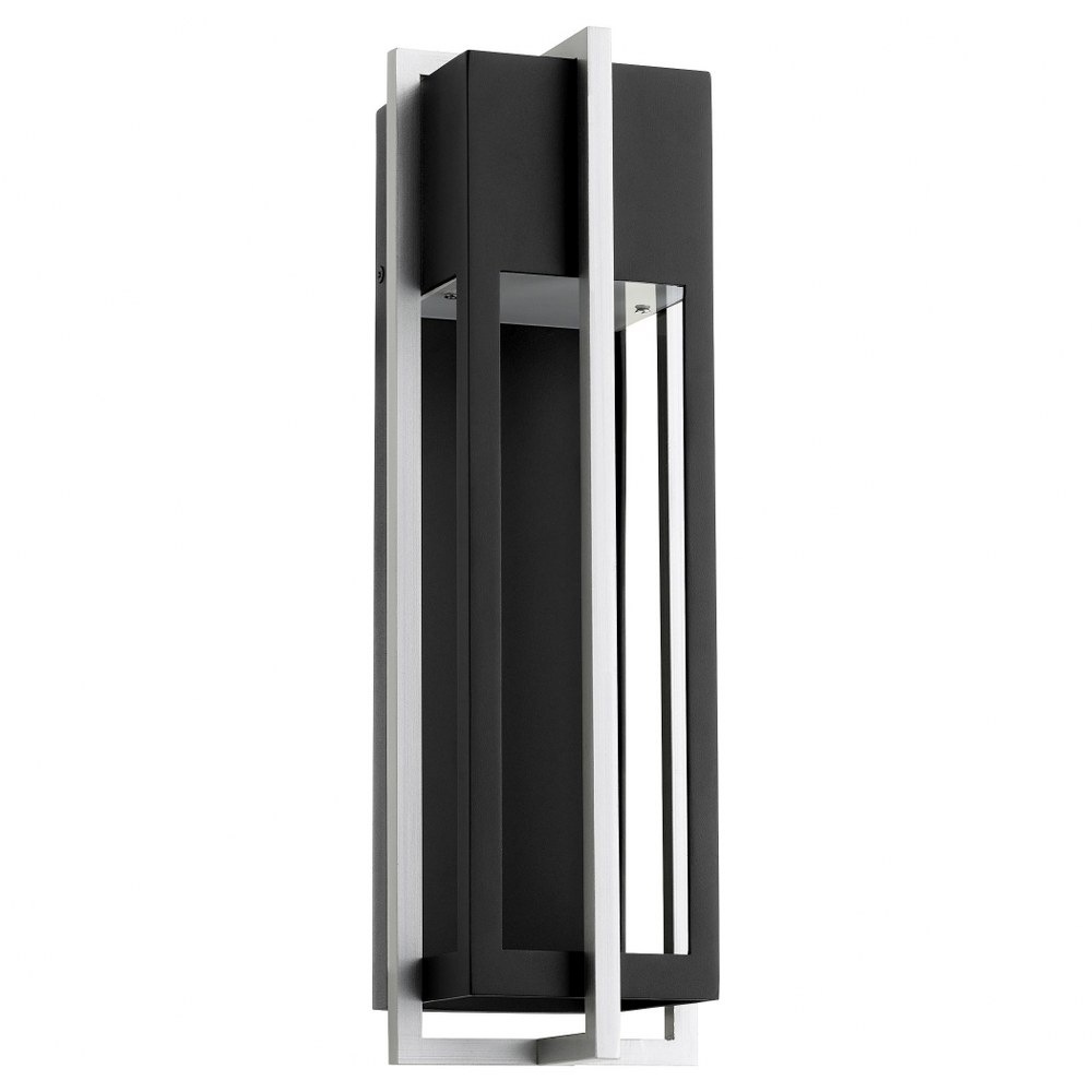 Quorum Lighting-711-18-69-Al Fresco - 18.13 Inch 11W 1 LED Outdoor Wall Lantern   Noir/Brushed Aluminum Finish