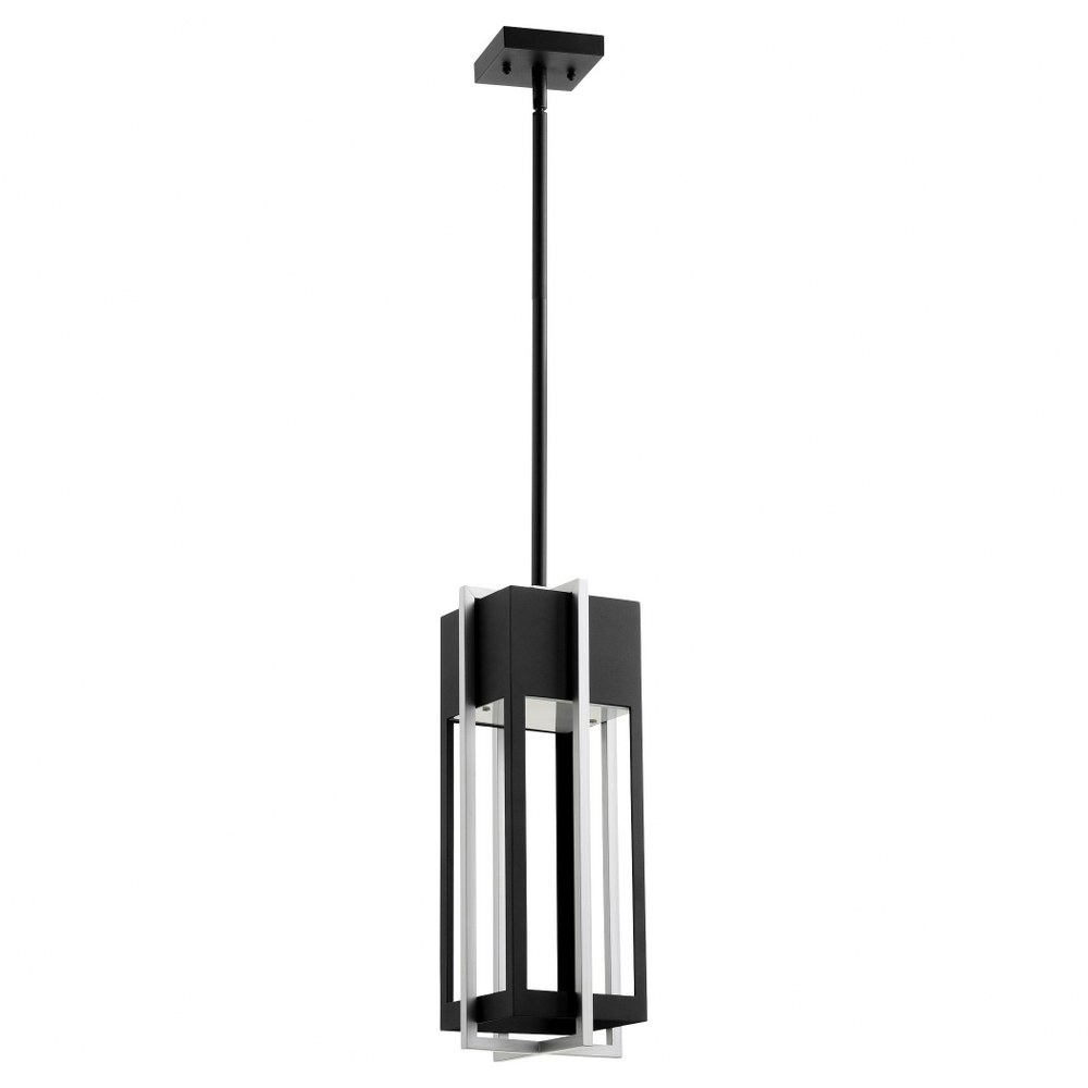 Quorum Lighting-712-18-69-Al Fresco - 18 Inch 11W 1 LED Outdoor Hanging Lantern   Noir/Brushed Aluminum Finish