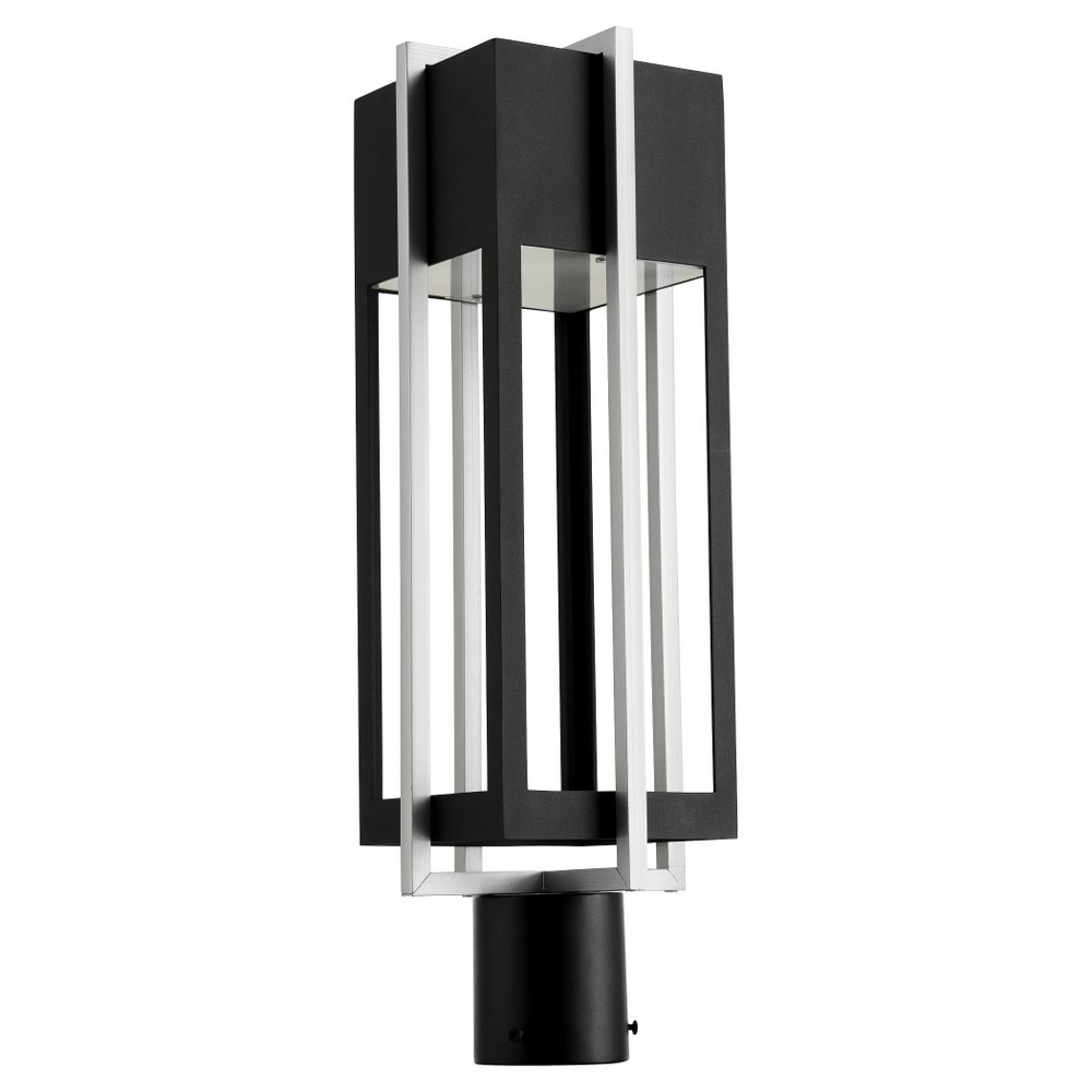 Quorum Lighting-713-22-69-Al Fresco - 21.63 Inch 11W 1 LED Outdoor Post Lantern   Noir/Brushed Aluminum Finish