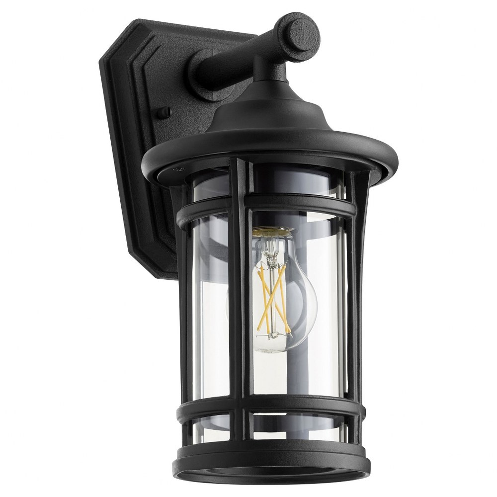 Quorum Lighting-718-12-69-Haley - 1 Light Outdoor Wall Lantern   Noir Finish with Clear Glass