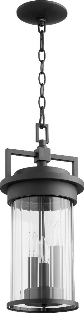 Quorum Lighting-7216-3-69-Dimas - 3 Light Outdoor Hanging Lantern in Soft Contemporary style - 8 inches wide by 18.25 inches high   Noir Finish