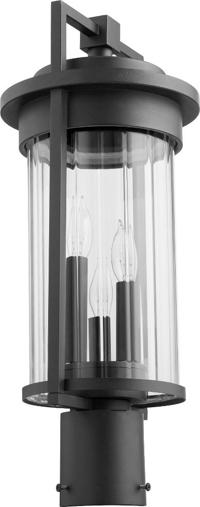 Quorum Lighting-7217-3-69-Dimas - 3 Light Outdoor Post Lantern in Soft Contemporary style - 8.5 inches wide by 19.5 inches high   Noir Finish