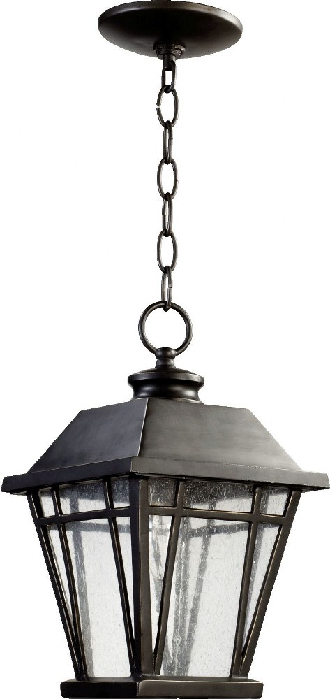 Quorum Lighting-765-8-95-Baxter - 1 Light Outdoor Hanging Lantern in Transitional style - 8 inches wide by 13.25 inches high   Old World Finish with Clear Seeded Glass