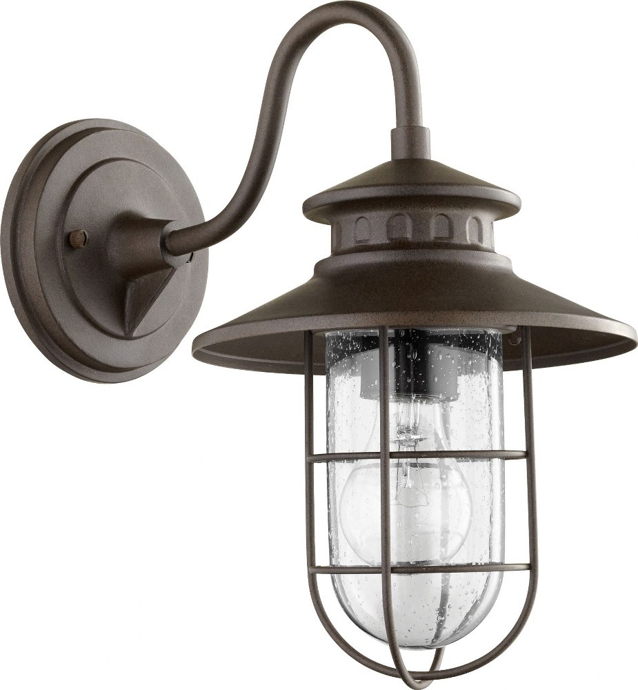 Quorum Lighting-7696-86-Moriarty - 1 Light Small Outdoor Wall Lantern in Transitional style - 8 inches wide by 12.5 inches high Oiled Bronze  Oiled Bronze Finish with Clear Seeded Glass