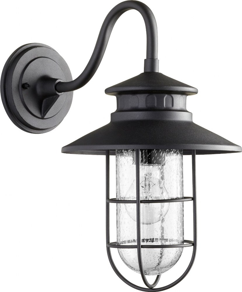 Quorum Lighting-7697-69-Moriarty - 1 Light Medium Outdoor Wall Lantern in Transitional style - 9.5 inches wide by 15.75 inches high   Noir Finish with Clear Seeded Glass