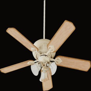 Quorum Lighting-78525-1970-Chateaux - 52 Inch Ceiling Fan with 3 Light Fitter Kit   Persian White Finish with Distressed Weathered Pine Blade Finish Clear Seeded Glass