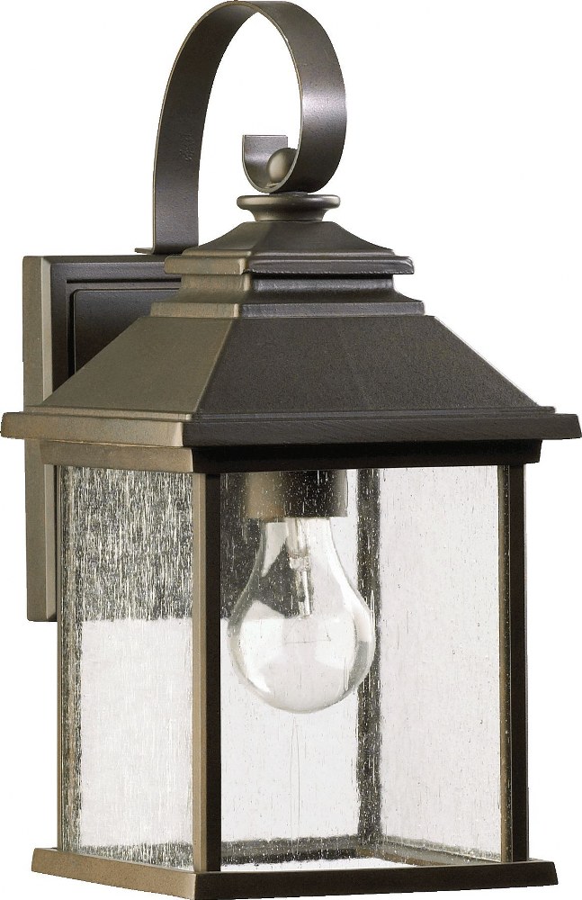 Quorum Lighting-7940-7-86-Pearson - 1 Light Outdoor Wall Lantern in Transitional style - 7 inches wide by 14 inches high Oiled Bronze  Oiled Bronze Finish with Clear Seeded Glass