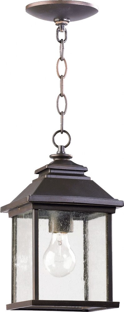 Quorum Lighting-7941-7-86-Pearson - 1 Light Outdoor Hanging Lantern in Transitional style - 7 inches wide by 13 inches high Oiled Bronze  Oiled Bronze Finish with Clear Seeded Glass