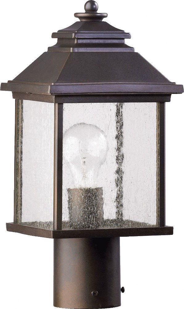 Quorum Lighting-7942-7-86-Pearson - 1 Light Outdoor Post Lantern in Transitional style - 7 inches wide by 15 inches high Oiled Bronze  Oiled Bronze Finish with Clear Seeded Glass