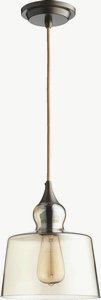 Quorum Lighting-8001-386-1 Light Pendant in Transitional style - 8.5 inches wide by 10 inches high   Oiled Bronze Finish with Amber Glass