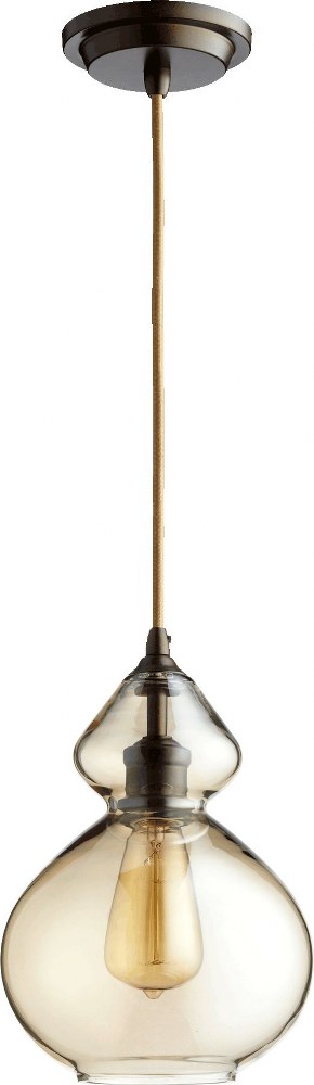 Quorum Lighting-8002-386-1 Light Pendant in Transitional style - 7.75 inches wide by 11.25 inches high   Oiled Bronze Finish with Clear Amber Glass