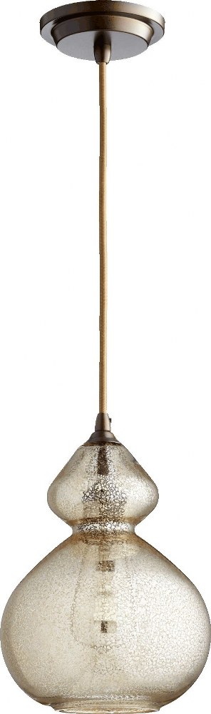 Quorum Lighting-8002-4786-1 Light Pendant in Transitional style - 7.75 inches wide by 11.25 inches high   Oiled Bronze Finish with Silver Mercury Glass