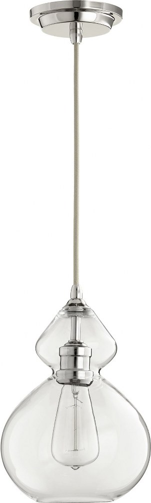 Quorum Lighting-8002-62-1 Light Pendant in Transitional style - 7.75 inches wide by 11.25 inches high   Polished Nickel Finsh with Clear Glass
