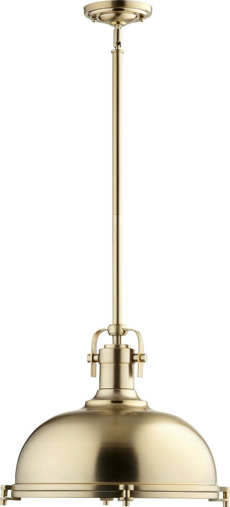 Quorum Lighting-804-17-80-Hinge - 1 Light Pendant in Transitional style - 16.5 inches wide by 15 inches high Aged Brass  Satin Nickel Finish