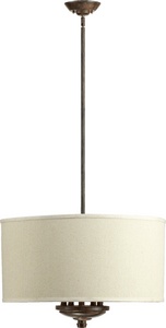 Quorum Lighting-8166-5-21-Telluride - 5 Light Pendant in style - 24 inches wide by 16.5 inches high   Oiled Bronze Finish with Oatmeal Fabric Shade