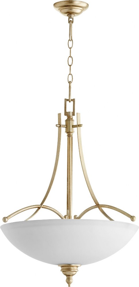 Quorum Lighting-8177-4-60-Aspen - 4 Light Pendant in Transitional style - 22 inches wide by 25.5 inches high   Aged Silver Leaf Finsh with Satin Opal Glass