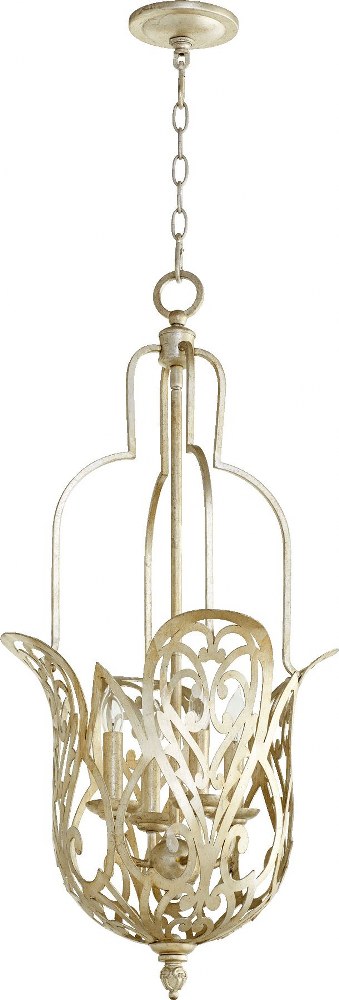 Quorum Lighting-8192-4-60-Lemonde - 4 Light Pendant in style - 15.75 inches wide by 32.75 inches high   Aged Silver Leaf Finish