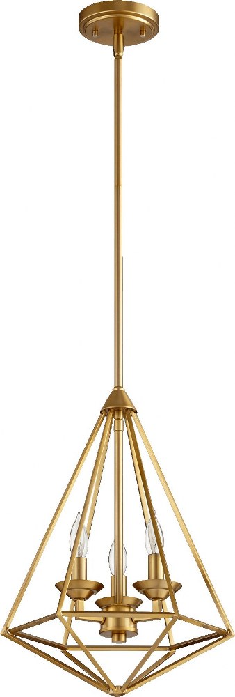 Quorum Lighting-8311-3-80-Bennett - 3 Light Pendant in style - 12.5 inches wide by 17.25 inches high   Aged Brass Finish