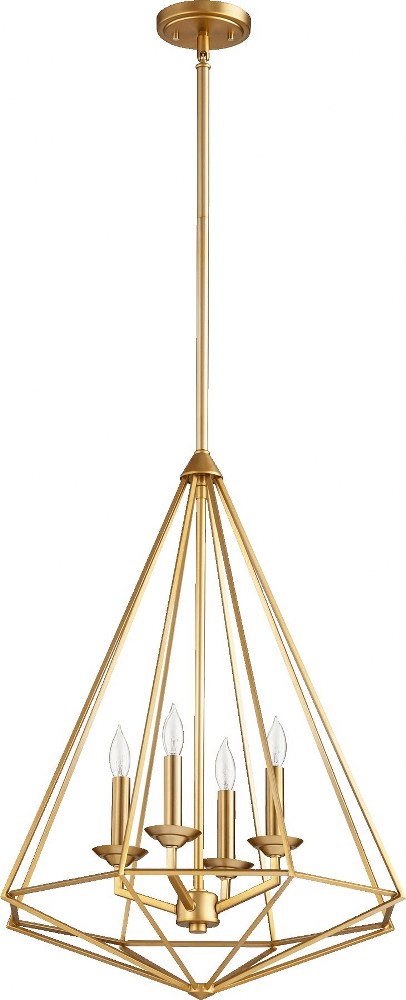 Quorum Lighting-8311-4-80-Bennett - 4 Light Pendant in style - 20 inches wide by 27 inches high   Aged Brass Finish